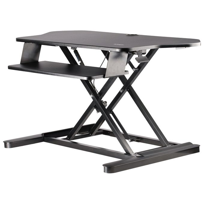StarTech.com Scrivania ad Angolo Sit Stand con Vassoio per Tastiera Supporta Due Monitor
