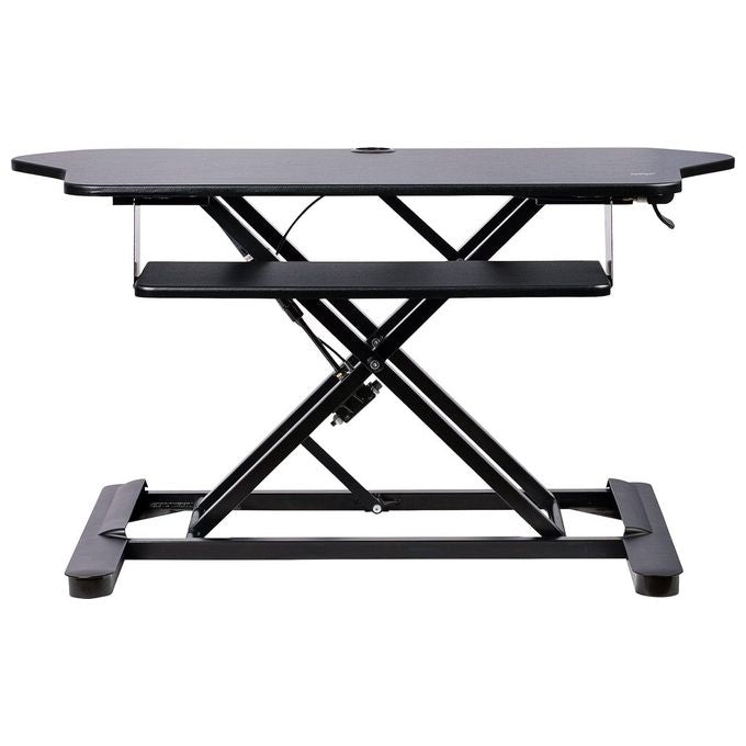 StarTech.com Scrivania ad Angolo Sit Stand con Vassoio per Tastiera Supporta Due Monitor