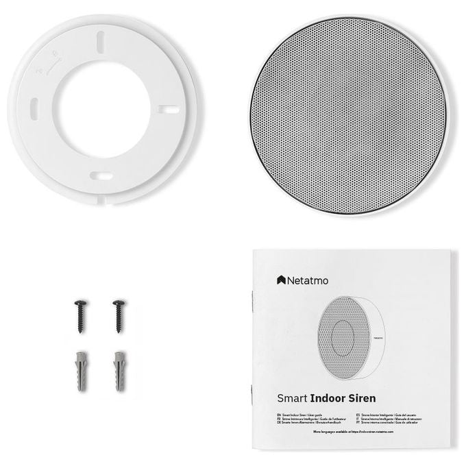 Netatmo NIS01-IT Sirena Interna Intelligente Wireless 110 dB Attivazione-Disattivazione Automatica Nessun Abbonamento Alimentata a Pile o con Cavo