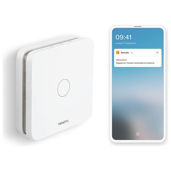 Netatmo Rilevatore Di Monossido Di Carbonio Intelligente, Wi-Fi, Autonomia Di 10 Anni, Allarme Da 85 Db, Certificazioni En 50291 E Nf, Nco-It, ?Udibile, Bianco, ?10 x 2.3 x 10 cm 390 grammi