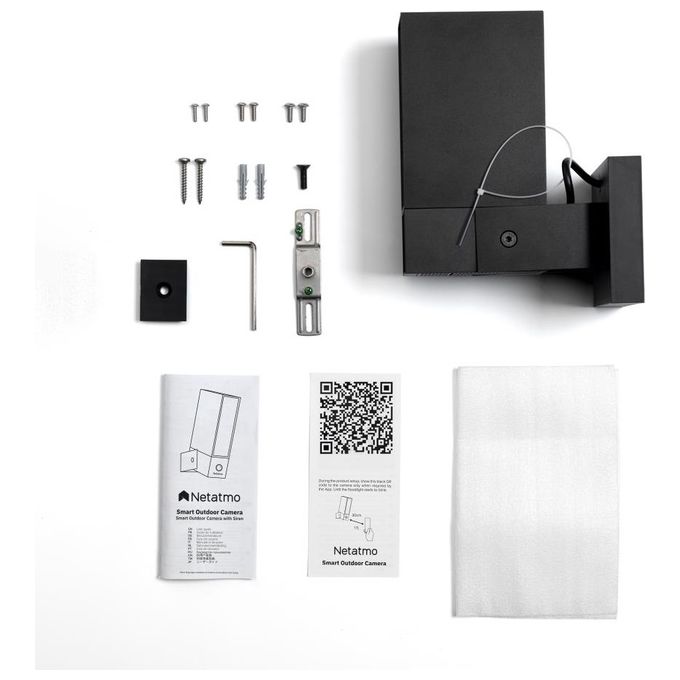 Netatmo Telecamera WIFI Esterna Intelligente con Sirena da 105 dB, Luce Integrata, Sensore di Movimento, Visione Notturna, Senza abbonamenti, Nero Intenso, NOC-S-IT