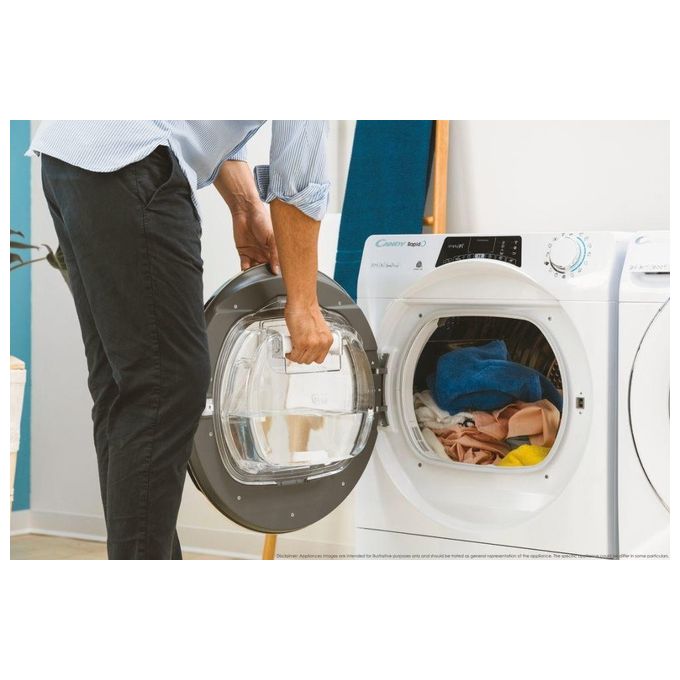 Candy RO4 H7A2TCEX-S Rapido' Asciugatrice Slim a Pompa di Calore Classe energetica A++ Capacita' di carico 7 kg Profondita' 46,5 cm Wifi + Bluetooth