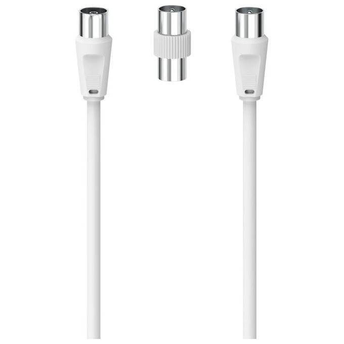 Hama Cavo Antenna M-F con Sdattatore M-M 75dB 3mt Bianco