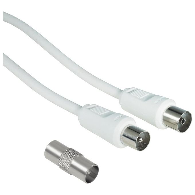 Hama Cavo Antenna 90 M-F con Adattatore M-M 75dB 3mt Bianco