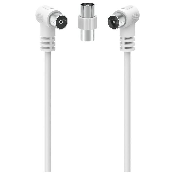 Hama Cavo Antenna 90 M-F con Adattatore M-M 75dB 1.5mt Bianco