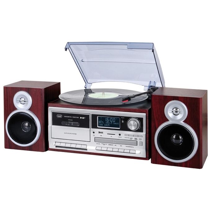 Trevi TT 1072 DAB Sistema Stereo Giradischi con Ricevitore Digitale Dab+ Bluetooth Legno
