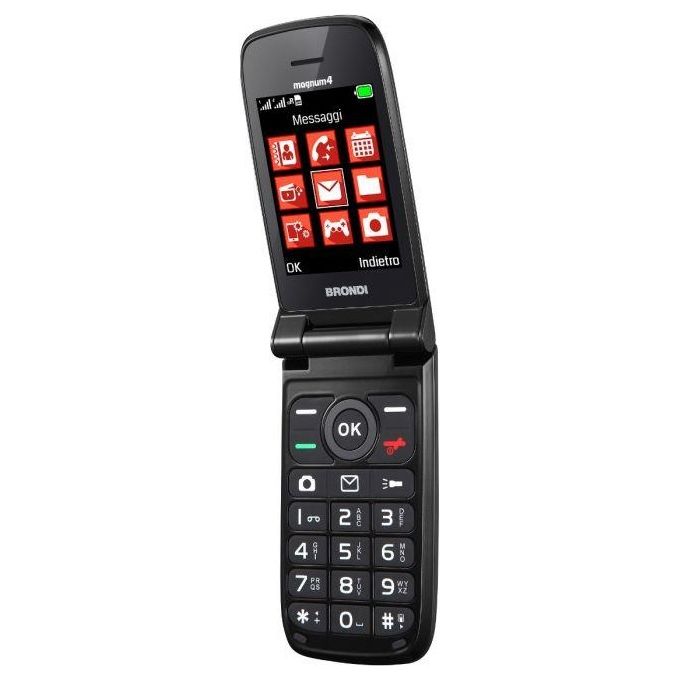 Brondi Magnum 4 Maxi Display Tastiera Fisica Retroilluminata Dual Sim Flip Attivo Nero