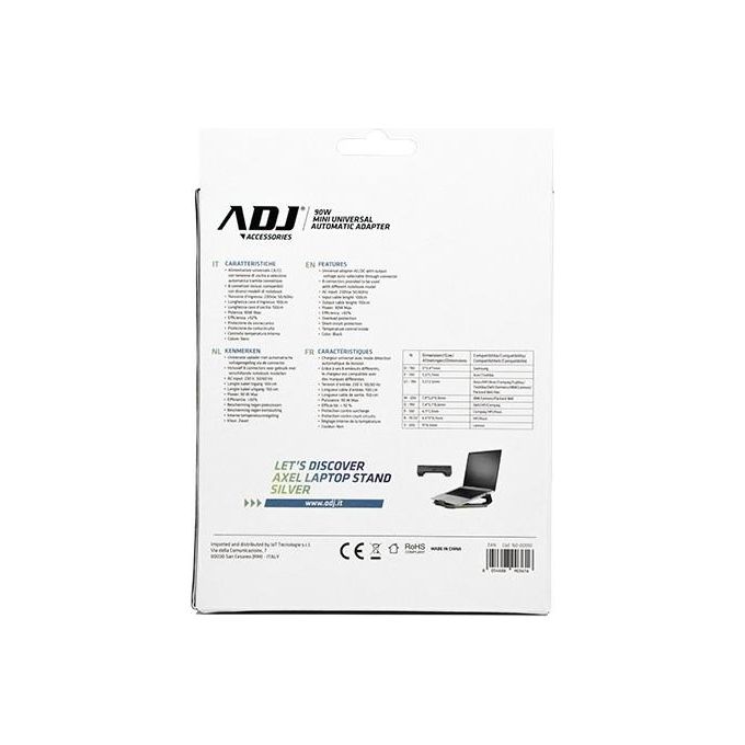 Adj 160-00095 Alimentatore Notebook 90W Mini 8 Connettori 3 Pin Auto Nero