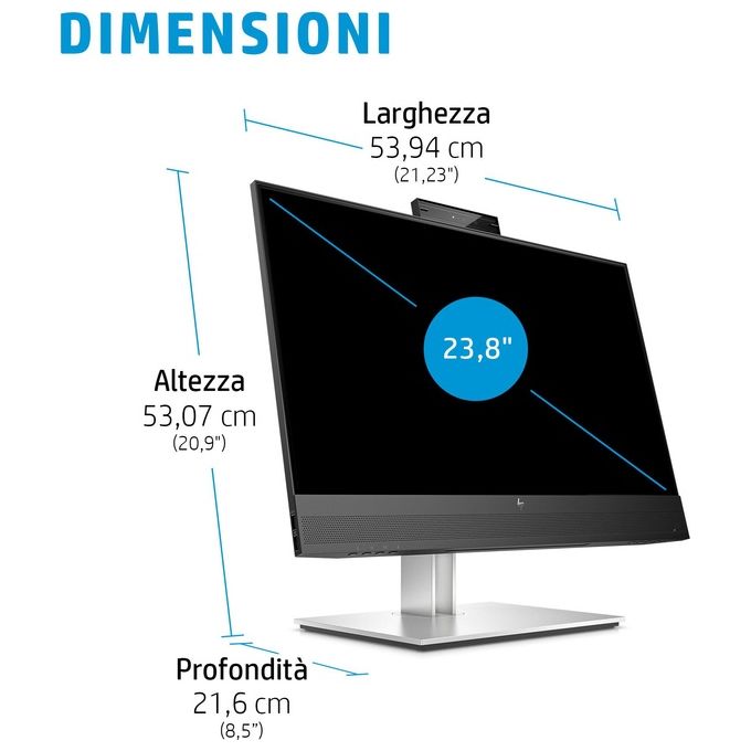 HP E24t G5 – Monitor Touchscreen per PC 23,8″, Risoluzione Full HD 1920×1080, Pannello IPS, Touch a 10 punti, Design Ergonomico con Cornici Sottili, Colore Nero