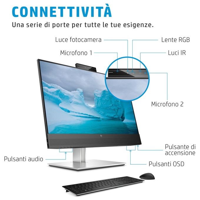 HP E24t G5 – Monitor Touchscreen per PC 23,8″, Risoluzione Full HD 1920×1080, Pannello IPS, Touch a 10 punti, Design Ergonomico con Cornici Sottili, Colore Nero