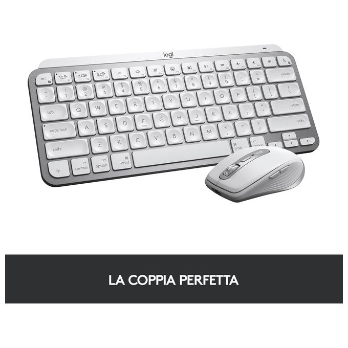 Logitech Mx Keys Mini per Mac Tastiera Rf Senza Fili + Bluetooth Italiano Argento-Bianco