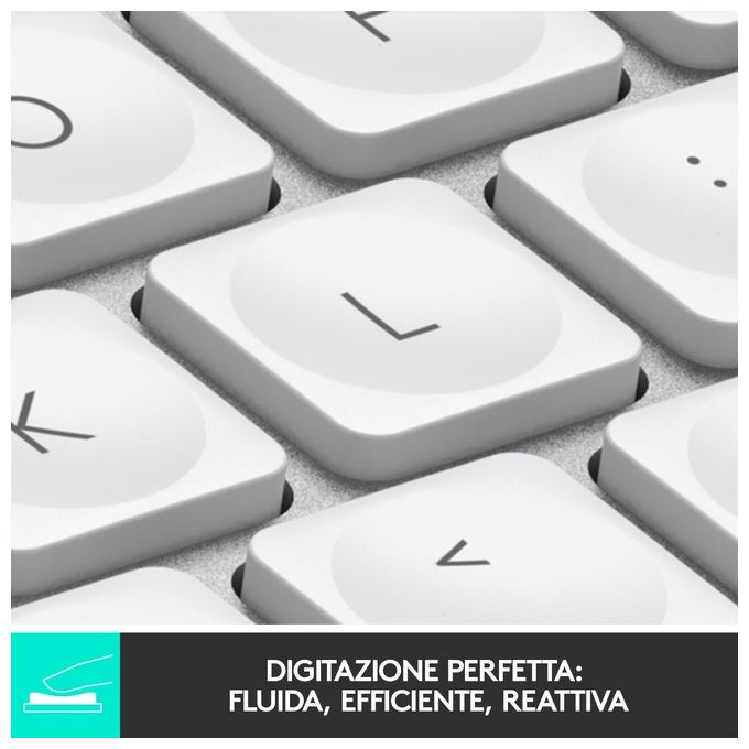 Logitech Mx Keys Mini per Mac Tastiera Rf Senza Fili + Bluetooth Italiano Argento-Bianco