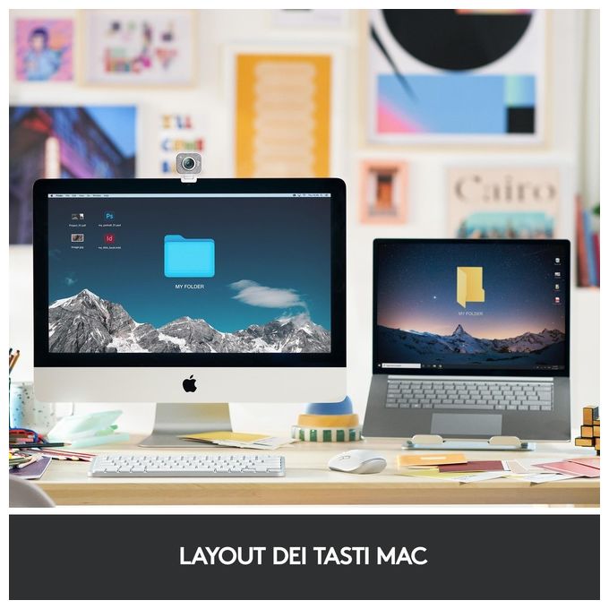 Logitech Mx Keys Mini per Mac Tastiera Rf Senza Fili + Bluetooth Italiano Argento-Bianco