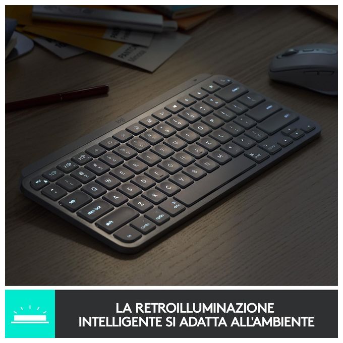 Logitech 920-010488 MX Keys Mini Tastiera Wireless Bluetooth QWERTY Italiano Ricaricabile USB-C Multi-Device colore Grafite