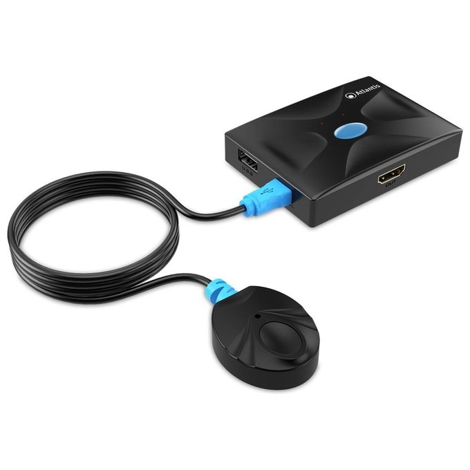Atlantis Deviatore Kvm Hdmi Switch Usb a 2 Porte con 2 Cavi di Collegamento