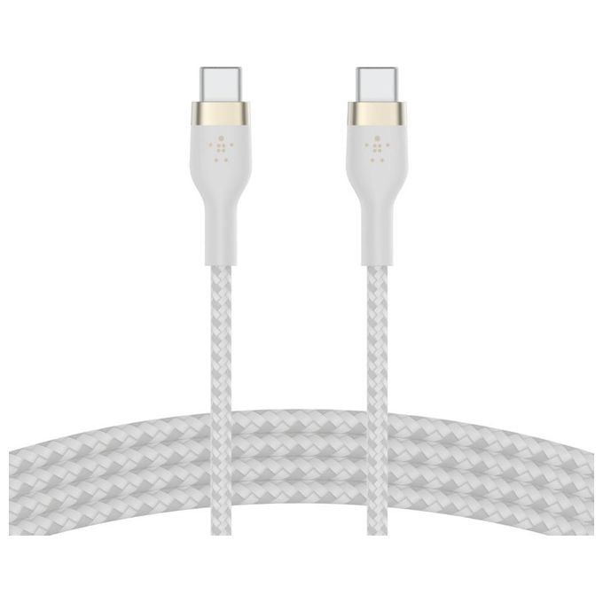 Belkin BoostCharge Pro Flex Cavo Intrecciato Usb-C-Usb-C Fino 60W 3mt Bianco