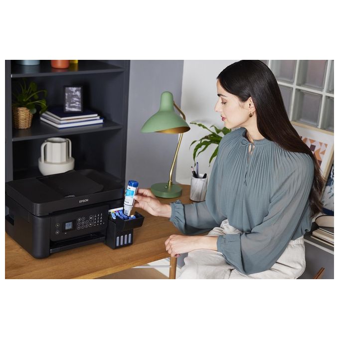 [ComeNuovo] Epson EcoTank ET-4800 stampante A4 (stampa, copia, scansione, fax) ADF, display LCD 3.7cm, USB, Wi-Fi, Wi-Fi Direct, Ethernet, Epson Smart Panel, AirPrint, serbatoi flaconi alta capacita', Nero