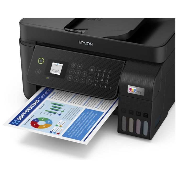 [ComeNuovo] Epson EcoTank ET-4800 stampante A4 (stampa, copia, scansione, fax) ADF, display LCD 3.7cm, USB, Wi-Fi, Wi-Fi Direct, Ethernet, Epson Smart Panel, AirPrint, serbatoi flaconi alta capacita', Nero