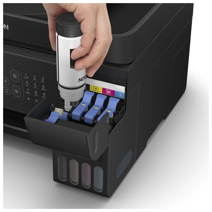 [ComeNuovo] Epson EcoTank ET-4800 stampante A4 (stampa, copia, scansione, fax) ADF, display LCD 3.7cm, USB, Wi-Fi, Wi-Fi Direct, Ethernet, Epson Smart Panel, AirPrint, serbatoi flaconi alta capacita', Nero