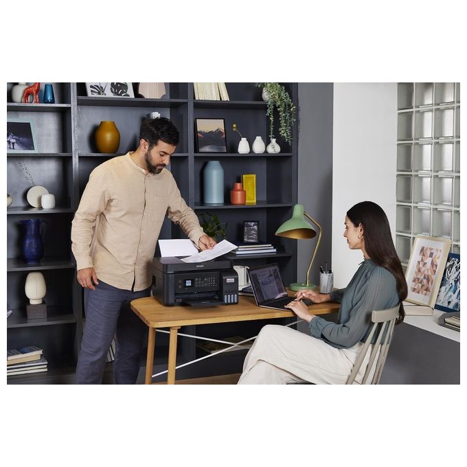 [ComeNuovo] Epson EcoTank ET-4800 stampante A4 (stampa, copia, scansione, fax) ADF, display LCD 3.7cm, USB, Wi-Fi, Wi-Fi Direct, Ethernet, Epson Smart Panel, AirPrint, serbatoi flaconi alta capacita', Nero