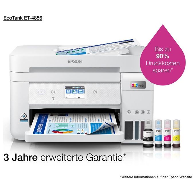 Epson Stampante Inkjet Multifunzione EcoTank ET-4856 Risoluzione 4800 x 1200 DPI A4 Bianca
