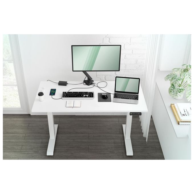 Digitus DA-90405 Supporto per Monitor con Stazione Dock Integrata Rotazione 360° Inclinazione -85°-+15° Altezza Regolabile fino a 46 cm VESA 75x75 100x100 Massimo 9 Kg colore Nero