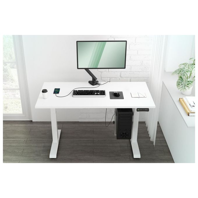 Digitus DA-90405 Supporto per Monitor con Stazione Dock Integrata Rotazione 360° Inclinazione -85°-+15° Altezza Regolabile fino a 46 cm VESA 75x75 100x100 Massimo 9 Kg colore Nero