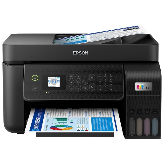[ComeNuovo] Epson EcoTank ET-4800 stampante A4 (stampa, copia, scansione, fax) ADF, display LCD 3.7cm, USB, Wi-Fi, Wi-Fi Direct, Ethernet, Epson Smart Panel, AirPrint, serbatoi flaconi alta capacita', Nero