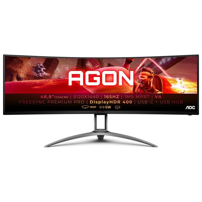 AOC Monitor 49'' LED VA Curvo Gaming Agon AG493UCX2 5120x1440 Quad HD Tempo di Risposta 4 ms Frequenza di Aggiornamento 165 (Hz)