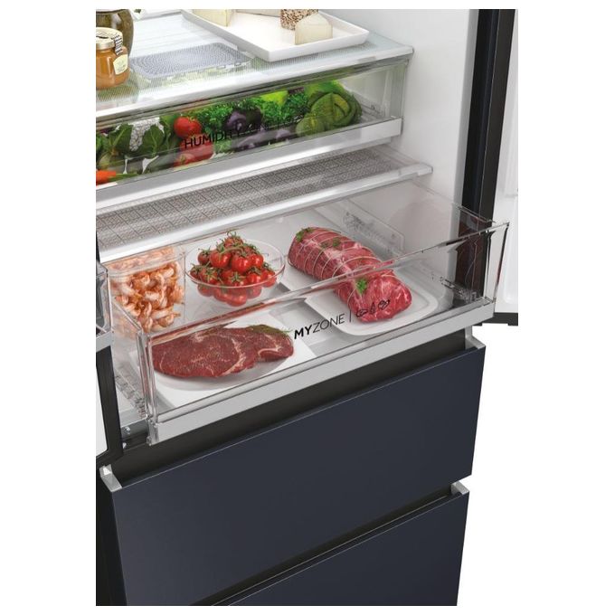 Haier HFW7720ENMB FD 70 Serie 7 - Frigorifero Multidoor 477 L, 200,6 cm, Classe E, 37 dB, No Frost, Wi-Fi, MyZone, Humidity Zone, Nero