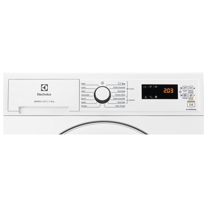 Electrolux EDH4284TOW Asciugatrice a Pompa di Calore Classe energetica A++ Capacita' di carico 8 Kg Tecnologia SimpliCare Display LCD Ecoflow