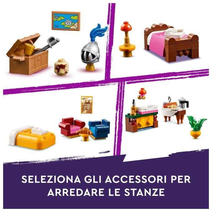 LEGO Friends Bed And Breakfast al Castello Giochi per lo Sviluppo Sociale per Bambine e Bambini da 12 Anni Hotel Giocattolo da Costruire Albergo a 3 Paini con 4 Personaggi Cane e Accessori 42638