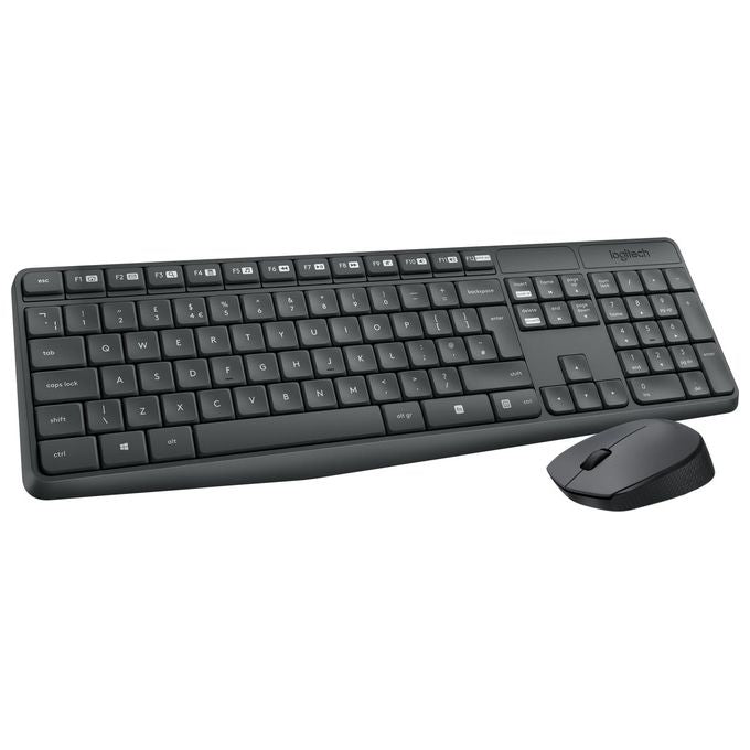 Logitech 920-007931 MK235 Tastiera e Mouse Wireless Combo Full-size QWERTY Layout US 1000 DPI 10 m di Portata colore Grigio