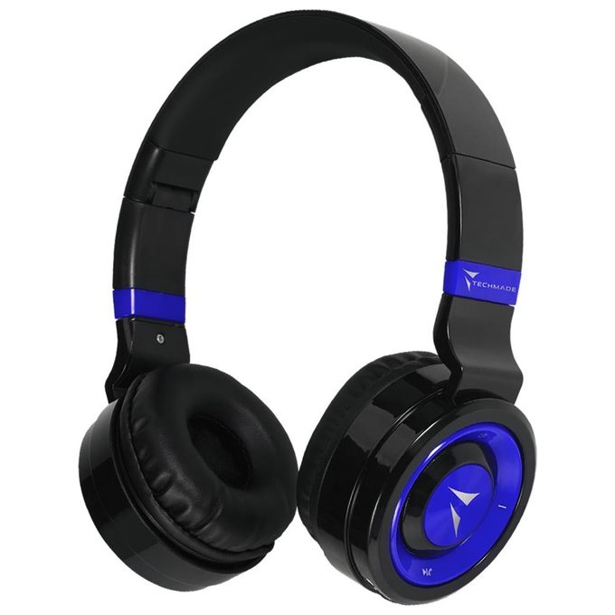 Techmade Cuffie Wireless Bluetooth 5.0 Pieghevoli Nero-Blu