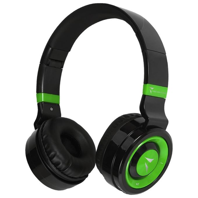 Techmade Cuffie Wireless Bluetooth 5.0 Pieghevoli Nero-Verde