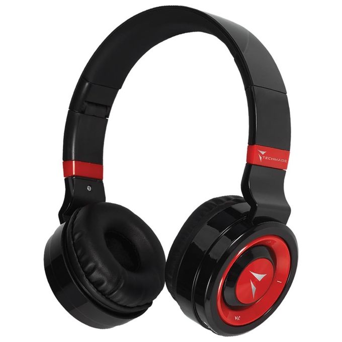 Techmade Cuffie Wireless Bluetooth con Microfono Rosso