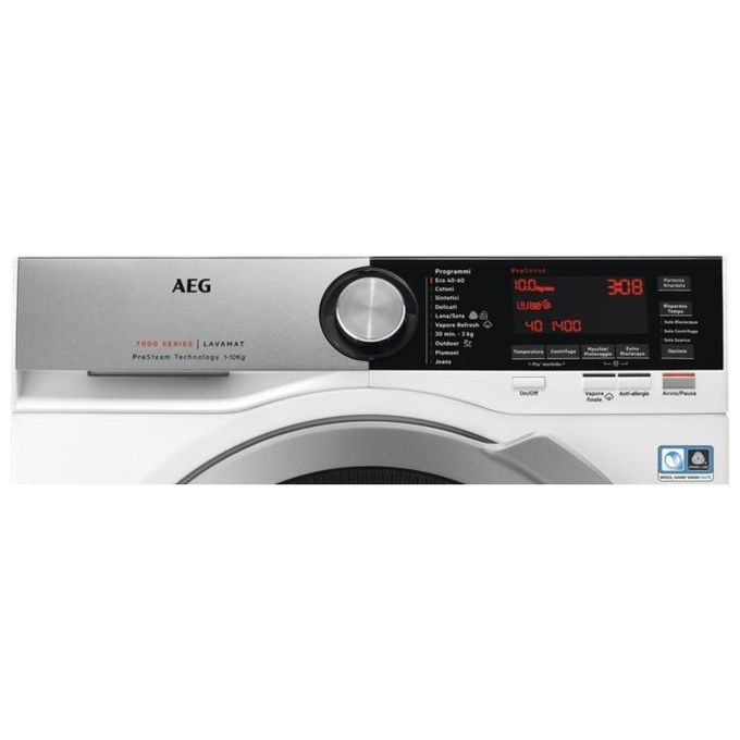 AEG L7FEC14SX Serie 7000 Lavatrice Carica Frontale ProSteam ProSense Opzione SoftPlus Classe energetica A Capacita' di carico 10 Kg Centrifuga 1400 giri Motore a Magneti Permanenti