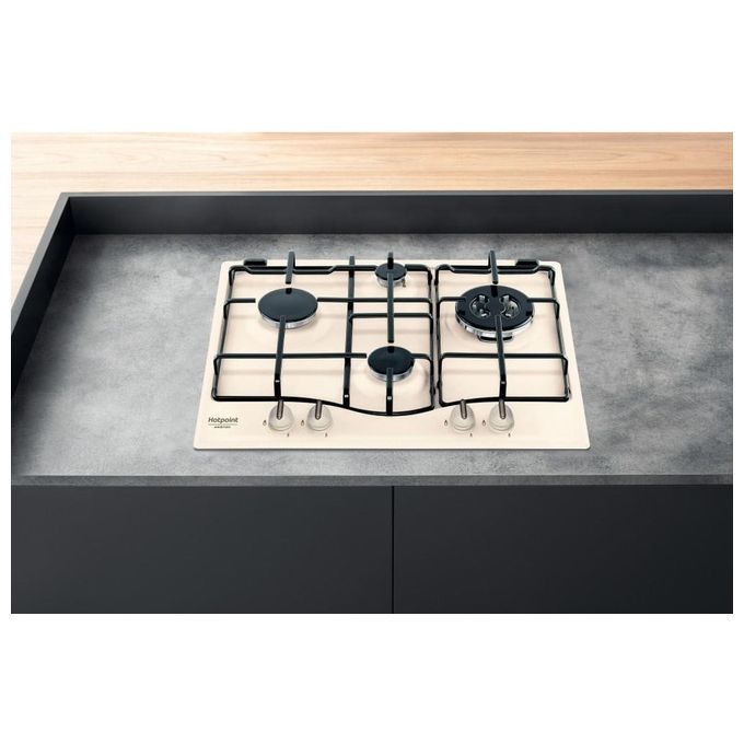 Hotpoint 7HPCN 640T (OW) R-HA Serie Tradizione Piano Cottura a Gas 4 Zone Griglie Smaltate 60 cm Bianco Antico