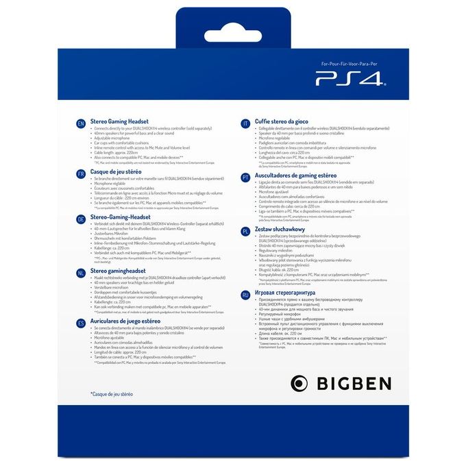 Big Ben Cuffia Gaming con Licenza Ufficiale Ps4 Bianca