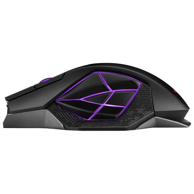 ASUS ROG Spatha X Mouse Gaming Dual-Mode (Wireless e USB-C), Sensore Ottico 19.000 DPI, 12 Tasti Programmabili, Socket Switch Push-Fit, ROG Micro Switch, Base di Ricarica Magnetica, ROG Paracord, Nero