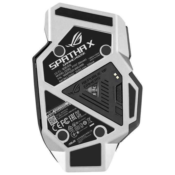 ASUS ROG Spatha X Mouse Gaming Dual-Mode (Wireless e USB-C), Sensore Ottico 19.000 DPI, 12 Tasti Programmabili, Socket Switch Push-Fit, ROG Micro Switch, Base di Ricarica Magnetica, ROG Paracord, Nero