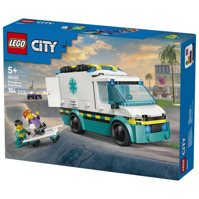 LEGO City Ambulanza di Emergenza Giocattolo con 2 Minifigure - Giochi Educativi per Bambini e Bambine da 5 Anni in su - Idee Regalo per l'Apprendimento per Compleanni e Feste - 60451