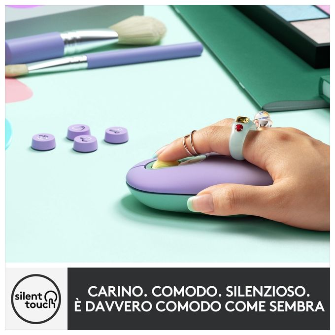 Logitech POP Mouse Ambidestro Wireless A Rf + Bluetooth Ottico 4000 Dpi Daydream-Mint