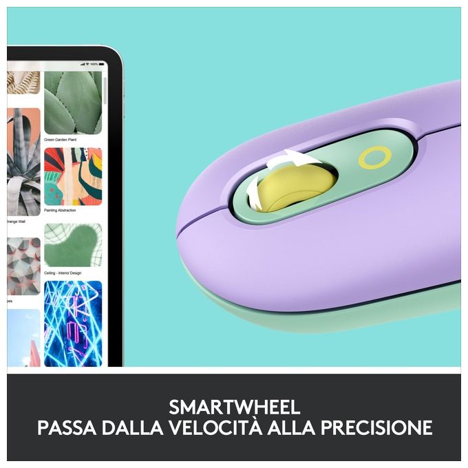 Logitech POP Mouse Ambidestro Wireless A Rf + Bluetooth Ottico 4000 Dpi Daydream-Mint