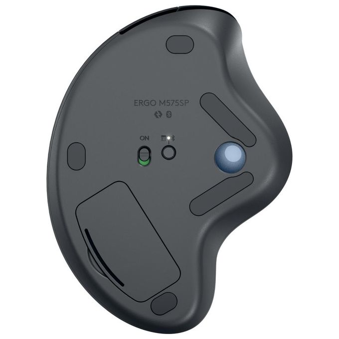 Logitech ERGO M575S mouse trackball wireless mouse ergonomico wireless con Bluetooth e dongle crittografato controllo comodo con il pollice tracciamento preciso e fluido per PC-Mac - Grafite