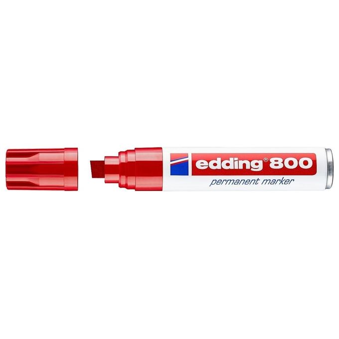 Edding 4-800002 Marcatore Permanente 800 Punta Scalpello 4-12mm Rosso