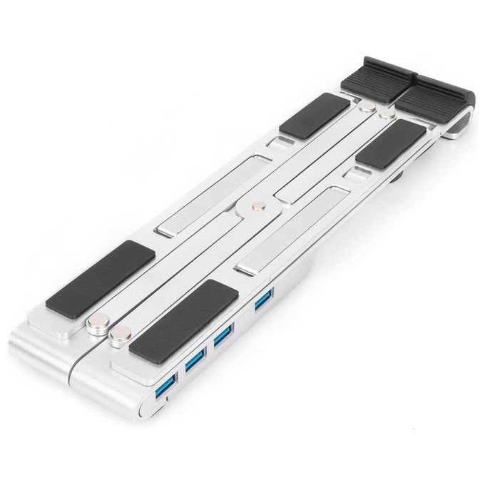Digitus Supporto Notebook Regolabile con Hub Usb 3.0 e Usb-C 5 Porte