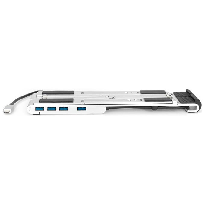 Digitus Supporto Notebook Regolabile con Hub Usb 3.0 e Usb-C 5 Porte