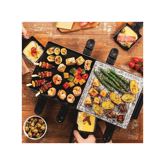 Russell Hobbs Multi Raclette 3 in 1: Griglia Cottura in Piastra Antiaderente 8 Persone Spatole e Padellini Inclusi