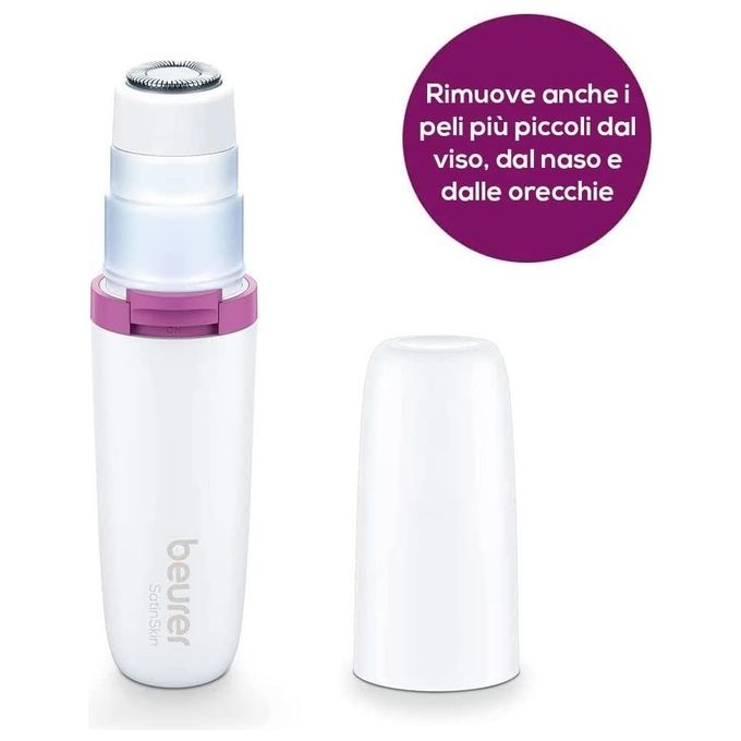 Beurer 57612 HL 16 Epilatore di Precisione Viso con Luce LED accessorio sopracciglia naso orecchie a batteria colore Bianco e Viola